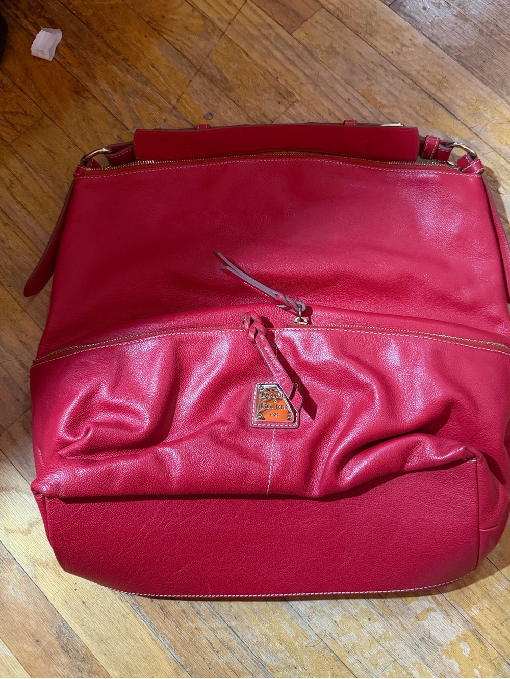 DOONEY & BOURKE LARGE RED PEBBLE LEATHER DILLEN HOBO BAG